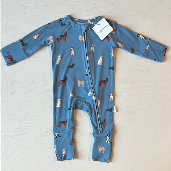 Bug + Bean Blue Dogs Convertible Romper Newborn 0-3 6-12 12-18 18-24 months - Picture 1 of 6
